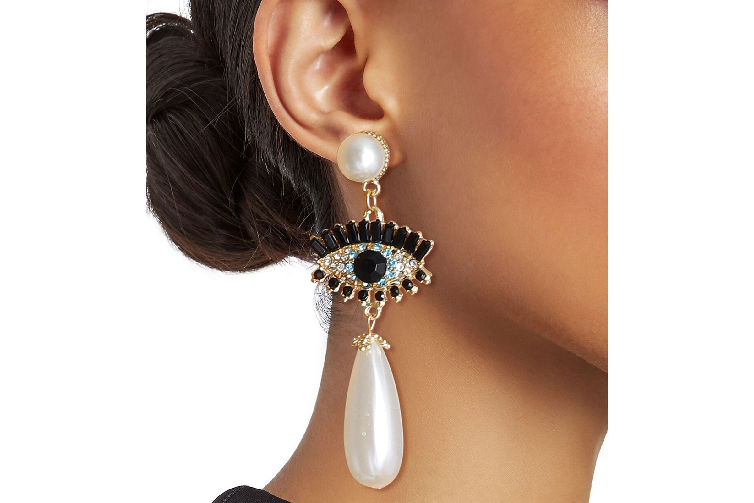 Buy OOMPH Jewellery Gold Tone Evil Eye Fashion Hoop Drop Earrings Online